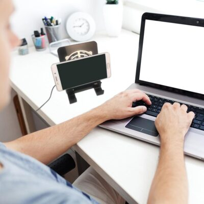 Laptop Stand with Cooling Fan Cell Phone Stand with Cooler Stable Cooling Holder with Quiet Fan Computer Blower Cellphone Cooler Holder Game Machine Radiator USB Foldable - 이미지 8
