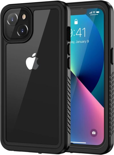Lanhiem for iPhone 13 Case, IP68 Waterproof Dustproof Shockproof Cases with Built-in Screen Protector, Full Body Sealed Protective Front and Back Cover for iPhone 13, 6.1 inch (Black)