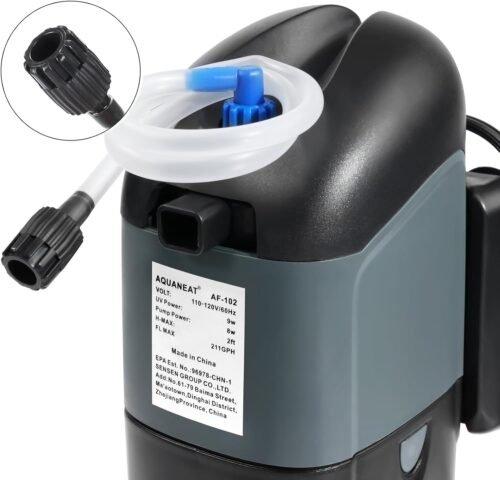 AQUANEAT Aquarium Filter 9W with Spare UV Bulb Green Water Killer Submersible Pump Filter 211GPH for 150 Gallon Fish Tank - 이미지 4