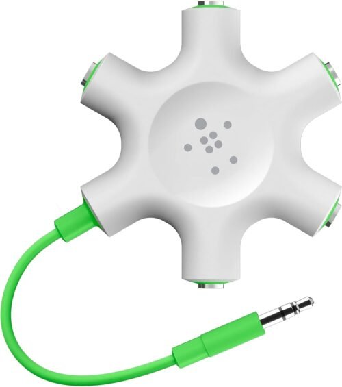 Belkin Rockstar 5-Jack Multi Headphone Audio Splitter (Light Green) - Headphone Splitter Designed To Connect Up To 5 Devices For Classrooms, Audio Mixing & Shared Experiences - For iPhone, iPad & More