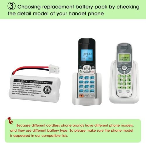 iMah BT162342/BT262342 2.4V 300mAh Ni-MH Cordless Phone Battery Pack, Also Compatible with BT183342/BT283342 AT&T EL52351 TL90070 VTech CS5119 DS6511 DS6722 LS6305 Handset, 2-Pack - 이미지 5