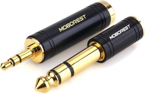 MOBOREST 3.5mm M to 6.35mm F Stereo Pure Copper Adapter, 1/8 Inch Plug Male to 1/4 Inch Jack Female Adapter, Can be Used Conversion Headphone adapte, amp adapte, Black Fashion 2-Pack - 이미지 4
