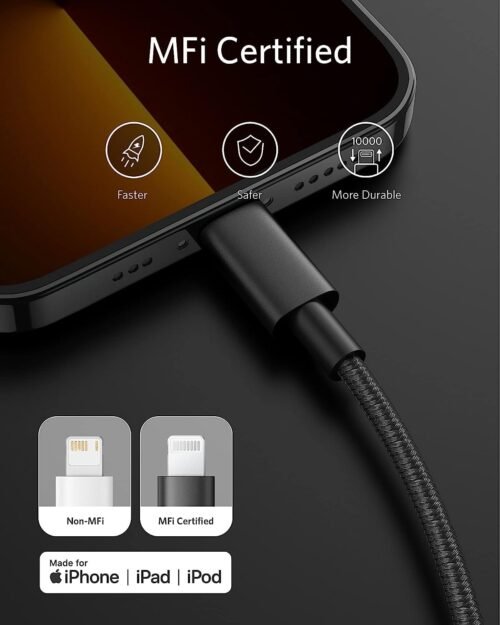 Anker New Nylon USB C to Lightning Cable, Apple MFi Certified for iPhone 14 Series, and More (6FT, Black) - 이미지 7