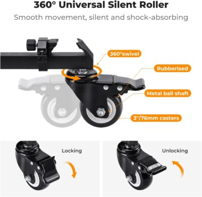 K&F Concept Photography Tripod Dolly, Heavy Duty with 3" Rubber Wheels 44lbs Capacity, Compact Video Tripod Dolly with Adjustable Legs and Carry Bag for DSLR Cameras Camcorder. - 이미지 4