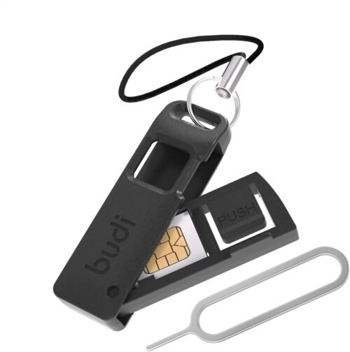 BUDI Sim Card Tray Pin Eject Removal Tool Needle Opener Ejector with SIM/TF Card Storage Small Box
