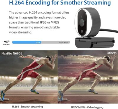 NexiGo N680E 1080P Webcam with Ring Light, Privacy Cover and Dual Microphone, Advanced Auto-Focus, Adjustable Brightness, Streaming Web Camera for Zoom Skype Facetime, PC Mac Laptop Desktop - 이미지 8