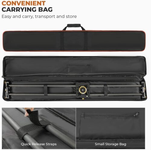 (Upgraded) 47 in Carbon Fiber Camera Slider / 120cm Dolly Track Rail, Smooth Bearing Stabilizer, Height Adjustable, Spirit Level, AGG1982 - 이미지 7