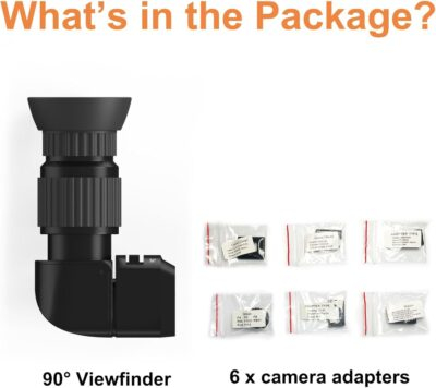 Right Angle Viewfinder for Camera with 6 Mounting Adapters - Compatible with Canon Nikon Samsung Pentax Olympus|90° DSLR View Finder w/ 1X - 2X Magnification/360°Rotating for A Comfortable View - 이미지 6