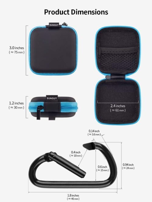 Sunguy [5-Pack] Earbud Case, Portable EVA Small Earbuds Carrying Case Storage Bag Organizer with Carabiners for Earphones, Earpieces, SD Memory Card, Camera Chips - 이미지 7