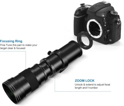 EF/EF-S 420-800mm F/8.3 Telephoto Zoom Lens - Manual DSLR Cameras Lenses+ T-Mount for Canon EOS Rebel T8i/T7i/T7/T6s/T6i/T6/T5i/T5/T4i/T3i/T3/T2i/T1i/250D/750D/760D/1200D/1300D/2000D/4000D/6D/5D - 이미지 3