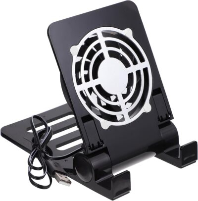 Laptop Stand with Cooling Fan Cell Phone Stand with Cooler Stable Cooling Holder with Quiet Fan Computer Blower Cellphone Cooler Holder Game Machine Radiator USB Foldable