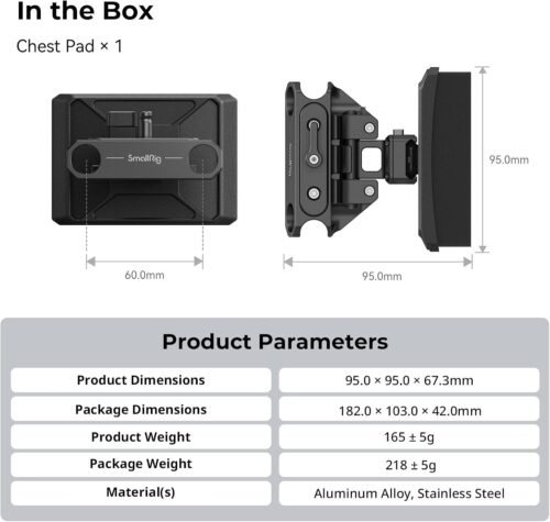 SMALLRIG Lightweight Chest Pad with 15mm LWS Rod Clamp for Handheld Camera Operation - MD3183 - 이미지 9