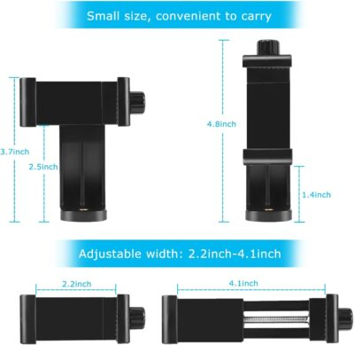 Premium Smartphone Holder/Vertical and Horizontal Tripod Mount Adapter Rotatable Bracket with 1/4 inch Screw/Adjustable Clip for iPhone, Android Cell Phone, Selfie Stick, Camera Stand - 이미지 4