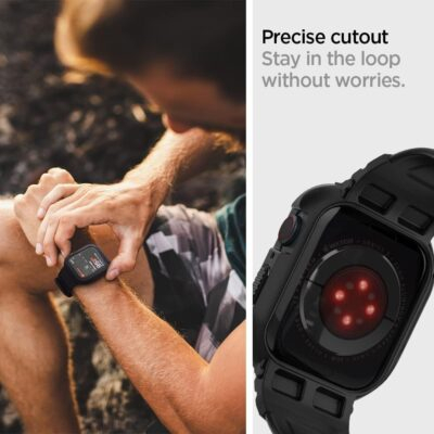 Spigen Rugged Armor Pro Designed for Apple Watch Case with Band Series 9/8/SE2/7/6/SE/5/4 45mm/44mm Protective TPU Cover with Strap - 이미지 7