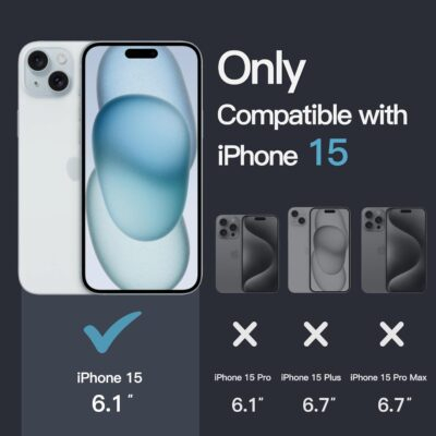 JETech Case for iPhone 15 6.1-Inch, Non-Yellowing Shockproof Phone Bumper Cover, Anti-Scratch Clear Back (Clear) - 이미지 2