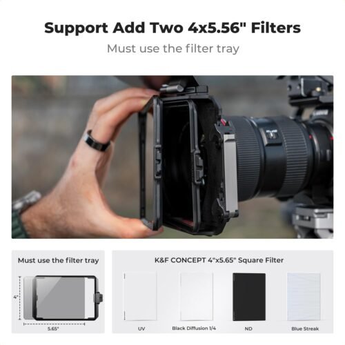 K&F Concept Mini Matte Box +ND8, DSLR Camera Matte Box with Carbon Fiber Top Flag for 67mm/72mm/77mm/82mm/95mm Lenses, with Filter Trays for 4x5.65 Filter/Circular Filter - 이미지 3