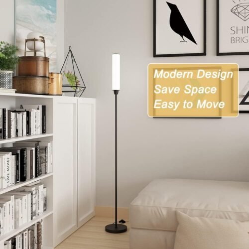 Floor Lamp with Remote Control,Bright Floor Lamps for Living Room/Bedroom/Office, Stepless Adjustable 3000K-6000K Colors and 10-100% Brightness,Standing Light with Foot Switch (Black) - 이미지 5