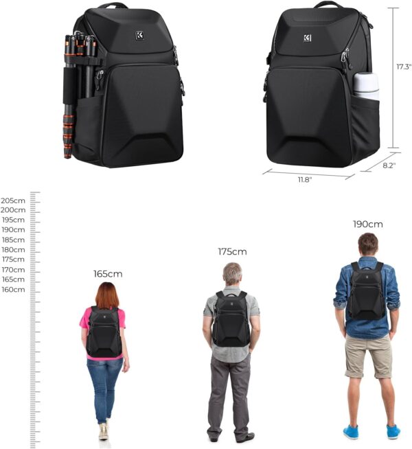 Adventure-Ready: K&F Concept 20L Hard Shell Camera Backpack with Tripod & Laptop Space - Image 7