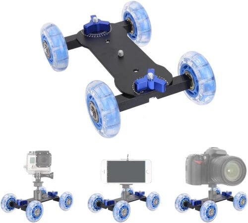 Camera Slider, Camera Table Dolly Slider Desktop Load Rail Roller Track 10KG Capacity Skater Car for DSLR Camcorder Mirrorless Cell Phones Smartphone Video Film Low Level Shooting Panning - 이미지 4