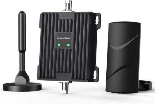 Cell Phone Signal Booster for Car, SUV and Truck | Boosts 5G 4G LTE Data & Volte on Band 12/13/17 | Omni-Directional Roof Antenna Easy Installation | FCC Approved