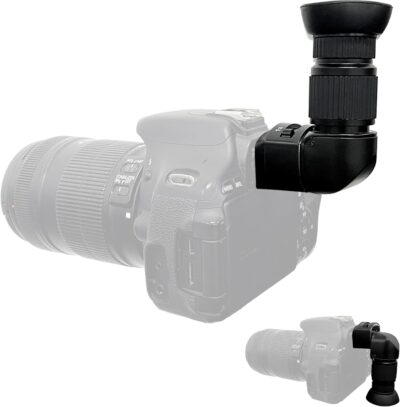 Right Angle Viewfinder for Camera with 6 Mounting Adapters - Compatible with Canon Nikon Samsung Pentax Olympus|90° DSLR View Finder w/ 1X - 2X Magnification/360°Rotating for A Comfortable View