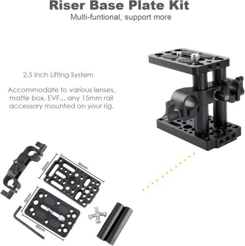 NICEYRIG 15mm Shoulder Pad Rig Support System with Riser Base Plate Mount, 15mm Rod and Rod Rail Handle Kit Universal for DSLR Camera, Mirrorless Camera - 173 - 이미지 4
