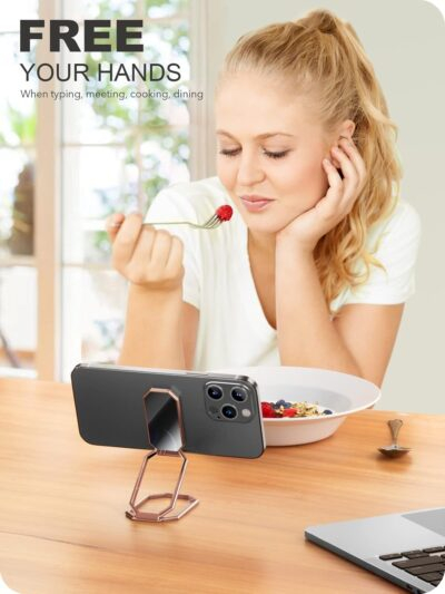 A-LuGei 𝗙𝗼𝗹𝗱𝗮𝗯𝗹𝗲 & 𝗔𝗱𝗷𝘂𝘀𝘁𝗮𝗯𝗹𝗲 Phone Ring Holder Finger Kickstand, Cell Phone Holder for Hand, Phone Stand for Back of Phone Case, Magnetic iPhone Ring Holder Phone Grip for Desk - 이미지 2