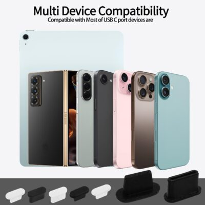 57 Pack USB C Dust Plug, Compatible iPhone 16、14、13、12、11、Series, Applicable to a of USB C Device Models, Dust-Proof Sticker Protective Cover Dust Plug Cleaning Brush Set - 이미지 3