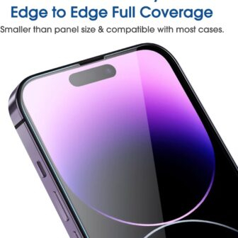 amFilm Easiest Installation OneTouch for iPhone 14 Pro [6.1 Inch] Screen Protector Tempered Glass, Auto-Alignment Tech, Bubble Free and Full Coverage Case Friendly, Anti-Scratch 2 Pack - 이미지 4