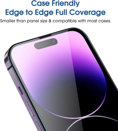 amFilm Easiest Installation OneTouch for iPhone 14 Pro [6.1 Inch] Screen Protector Tempered Glass, Auto-Alignment Tech, Bubble Free and Full Coverage Case Friendly, Anti-Scratch 2 Pack - 이미지 4