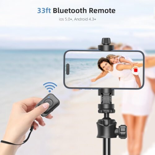 Extendable Phone Tripod for iPhone & Selfie Stick with Remote, 360 Ball Head for Video Recording - 이미지 3