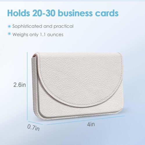 Business Card Holder，PU Leather Business Card Case Color Printing Pattern Card Holder Wallet，Pockets Magnetic Credit Card Holders for Men and Women，White - 이미지 2
