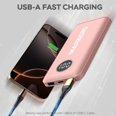 MARBERO Power Bank, Portable Charger, 10,000mAh Battery Pack with Fast Charging USB-A and USB-C for Smartphone Ipad Laptop(Pink) - 이미지 2