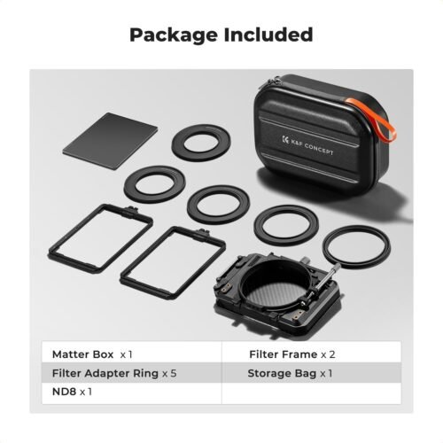 K&F Concept Mini Matte Box +ND8, DSLR Camera Matte Box with Carbon Fiber Top Flag for 67mm/72mm/77mm/82mm/95mm Lenses, with Filter Trays for 4x5.65 Filter/Circular Filter - 이미지 7