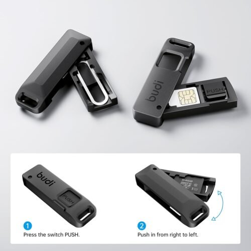 BUDI Sim Card Tray Pin Eject Removal Tool Needle Opener Ejector with SIM/TF Card Storage Small Box - 이미지 5