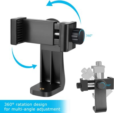Premium Smartphone Holder/Vertical and Horizontal Tripod Mount Adapter Rotatable Bracket with 1/4 inch Screw/Adjustable Clip for iPhone, Android Cell Phone, Selfie Stick, Camera Stand - 이미지 2