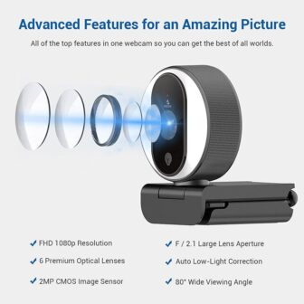 NexiGo N680E 1080P Webcam with Ring Light, Privacy Cover and Dual Microphone, Advanced Auto-Focus, Adjustable Brightness, Streaming Web Camera for Zoom Skype Facetime, PC Mac Laptop Desktop - 이미지 7