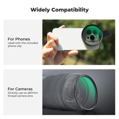 K&F Concept 67mm Clip-on CPL Phone Camera Lens Filter Kit, Circular Polarizer Polarizing Filter Compatible with iPhone 16 15 14 13 12 11 - 이미지 6