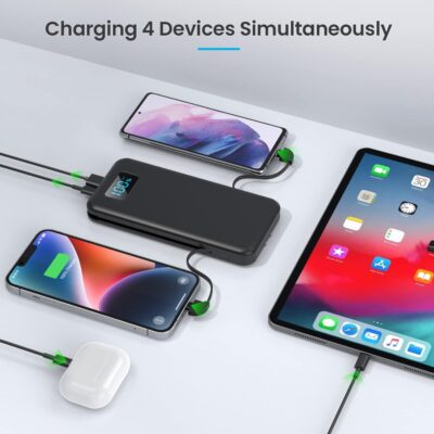 Portable Charger with Built-in Cables & AC Wall Plug,Upgraded 13800mAh USB-C Power Bank, 4 Output LCD Display External Battery Pack Phone Charger Compatible with iPhone 16/15/14/13 Samsung Android etc - 이미지 7