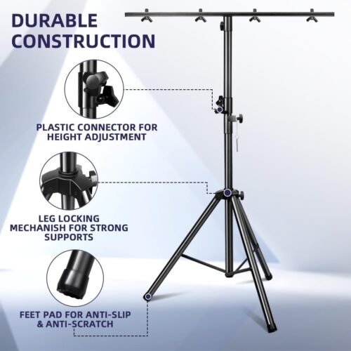 DJ Lights Stand, Heavy Duty DJ Stand 1 Pack, Portable Par Can Tripod Stage Light Stand Adjustable Height 41-95 Inch, DJ Lighting T Bar Suitable for Stages, Bar, Banquet, Party - 이미지 5