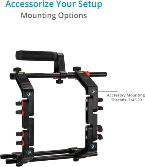 Shoulder Rig Kit w Matte Box & Follow Focus for DSLR Cameras. Ergonomic & Stable, 6” to 9” Convertible Size. Adjustable Handles, ¼” Threads. Comfy Shoulder Pad, Quick Release Plate (FC-03) - 이미지 5