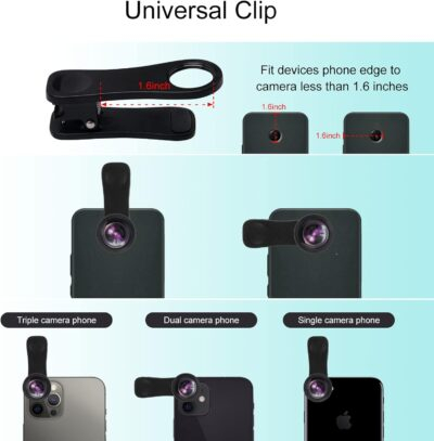 Cell Phone Camera Lens Kit,11 in 1 Super Wide Angle+ Macro+ Fisheye Lens +Telephoto+ CPL+3/6 Kaleidoscope+Starburst/Radial/Soft/Flow Filter Lens Compatible for iPhone X/8/7/6s/6 Plus, Samsung,Android - 이미지 2