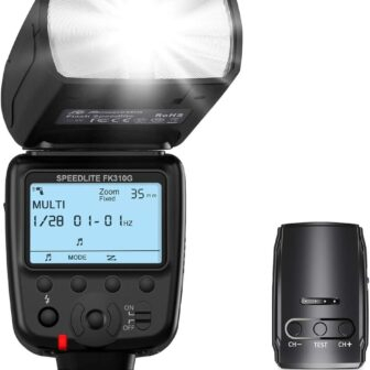 Powerextra LCD Display Flash Speedlite, 2.4G Wireless Flash Trigger Transmitter Kit for CA Nikon Pentax Panasonic Olympus and Sony DSLR Camera, Digital Cameras with Standard Hot Shoe