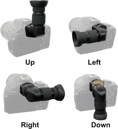 Right Angle Viewfinder for Camera with 6 Mounting Adapters - Compatible with Canon Nikon Samsung Pentax Olympus|90° DSLR View Finder w/ 1X - 2X Magnification/360°Rotating for A Comfortable View - 이미지 3