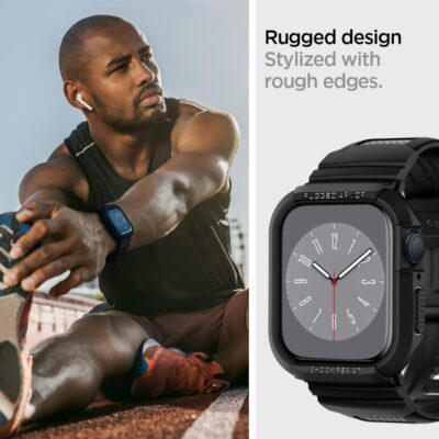 Spigen Rugged Armor Pro Designed for Apple Watch Case with Band Series 9/8/SE2/7/6/SE/5/4 45mm/44mm Protective TPU Cover with Strap - 이미지 5