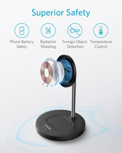 Anker iPhone 16 Wireless Charging Stand, PowerWave 2-in-1 Magnetic Stand Lite with USB-C Cable, For iPhone 16/15/14/13 Series, AirPods (No AC Adapter) - 이미지 7