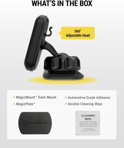 Scosche MAGDMB MagicMount Magnetic Phone Mount for Car, Dashboard Cell Phone Holder with 360° Adjustable Magnet Head, Universal Phone Stand for Car Compatible with iPhone, Samsung, and All Devices - 이미지 7