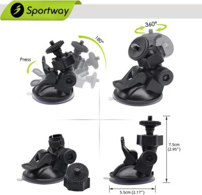 Sportway S30 Dash Cam Suction Mount (2nd Gen) with 10pcs Joints for REXING,Z-Edge,Old Shark,YI,KDLINKS,Falcon Zero,Transcend,Crosstour,VANTRUE,GoPro Hero and Most Other Dash Cameras DVR GPS - 이미지 2