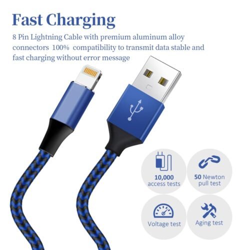 iPhone Charger [Apple MFi Certified] Lightning Cable 6PACK-3/3/6/6/6/10 FT Nylon Braided iPhone Charger Cord High Speed Cord for iPhone 14/13/12/11 Pro Max/XS MAX/XR/XS/X/8/7/Plus/6S/6/iPad - 이미지 3