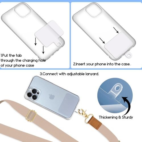 Phone Lanyard Crossbody Strap, Beige Cell Phone Lanyards for around the Neck Wristlet Wrist Strap Solid Color Adjustable for Keys Case Accessories Travel Essentials - 이미지 6